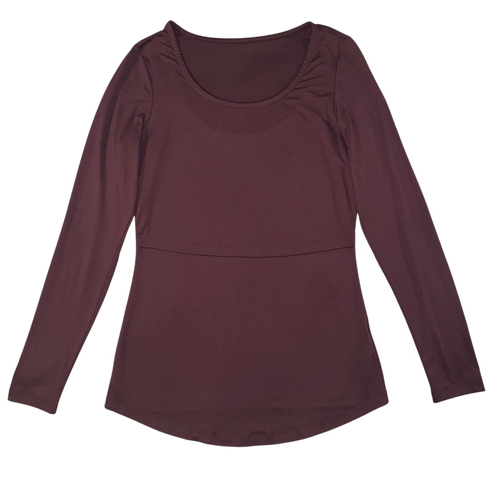 Kindred Bravely Womens Nursing Top XS Burgundy Long Sleeve Breastfeeding Shirt
